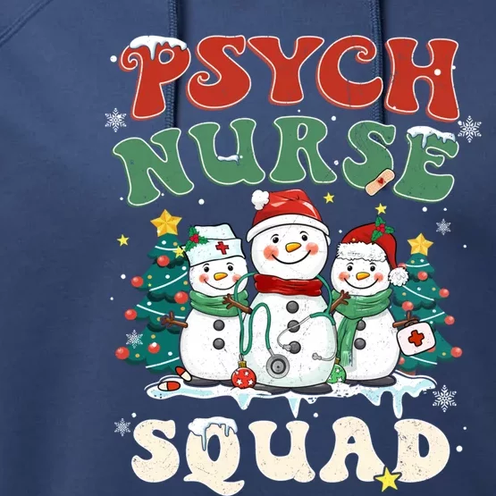 Psych Nurse Squad Funny Christmas Snowmies Nurse Stethoscope Gift Performance Fleece Hoodie