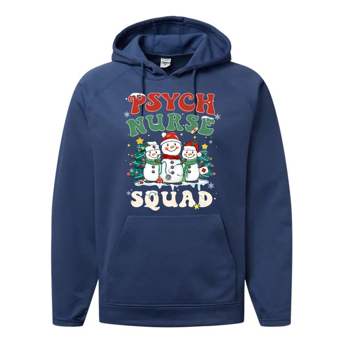 Psych Nurse Squad Funny Christmas Snowmies Nurse Stethoscope Gift Performance Fleece Hoodie