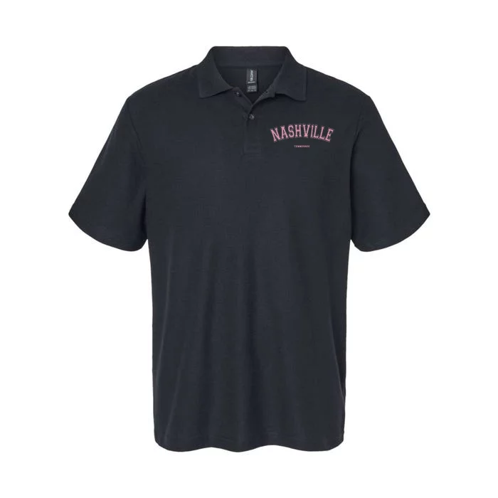 Pink Nashville Tennessee TN Varsity On Nashville Softstyle Adult Sport Polo