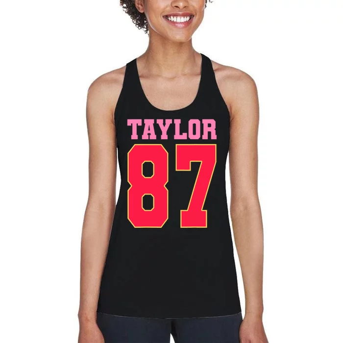 Pink Numbers Taylor 87 Women's Racerback Tank