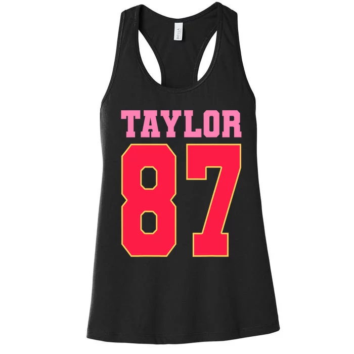 Pink Numbers Taylor 87 Women's Racerback Tank