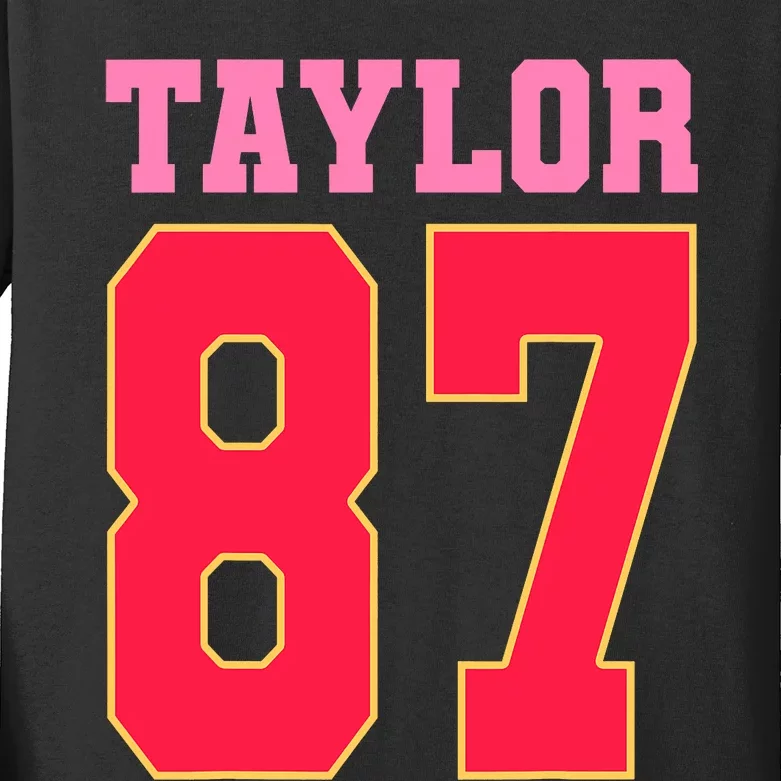 Pink Numbers Taylor 87 Kids Long Sleeve Shirt