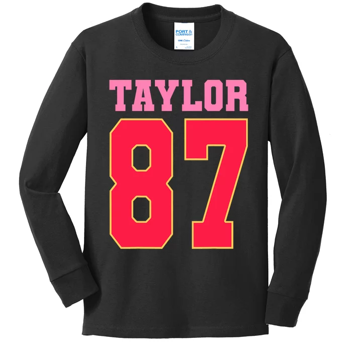 Pink Numbers Taylor 87 Kids Long Sleeve Shirt