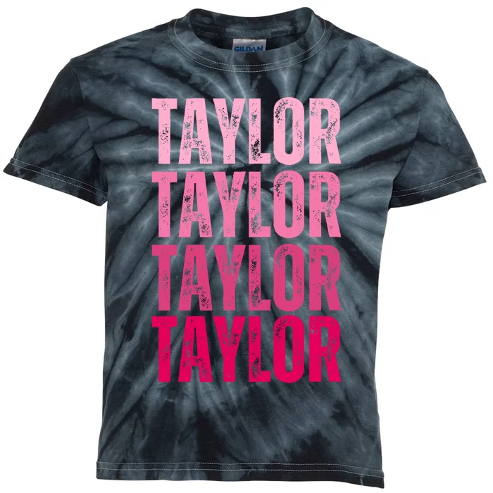 Personalized Name Taylor I Love Taylor Kids Tie-Dye T-Shirt