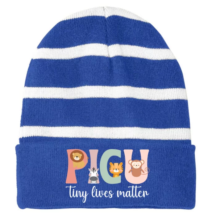 Picu Nurse Tiny Lives Matter Pediatric Intensive Care Unit Cool Gift Striped Beanie with Solid Band