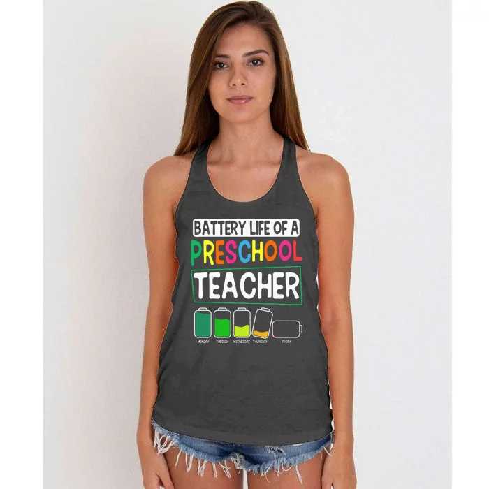 Preschool Nursery Teacher Battery Life PreK Instructor Women's Knotted Racerback Tank