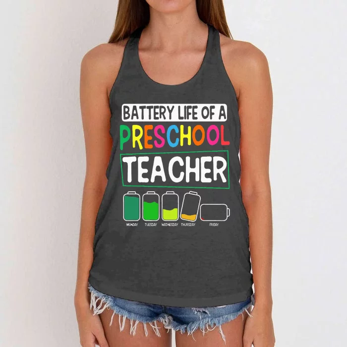 Preschool Nursery Teacher Battery Life PreK Instructor Women's Knotted Racerback Tank