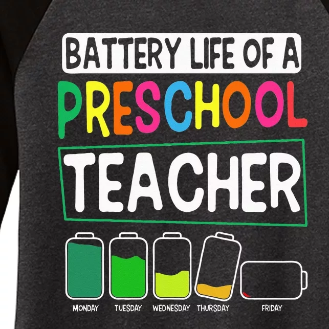 Preschool Nursery Teacher Battery Life PreK Instructor Women's Tri-Blend 3/4-Sleeve Raglan Shirt