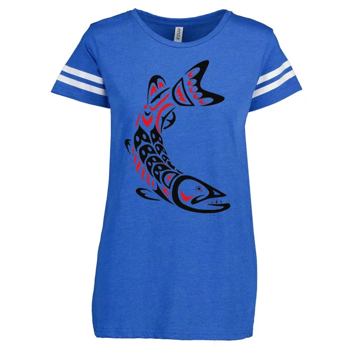 Pacific Northwest tribe art Salmon Fish Saltwater Fish Enza Ladies Jersey Football T-Shirt