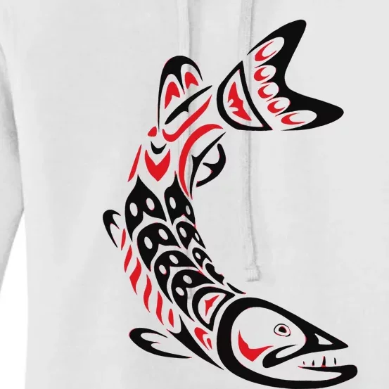 Pacific Northwest tribe art Salmon Fish Saltwater Fish Women's Pullover Hoodie