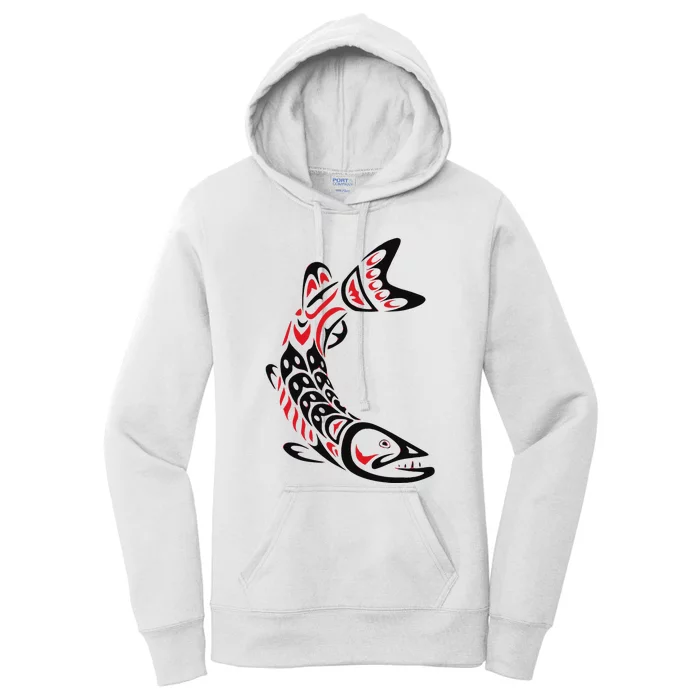 Pacific Northwest tribe art Salmon Fish Saltwater Fish Women's Pullover Hoodie