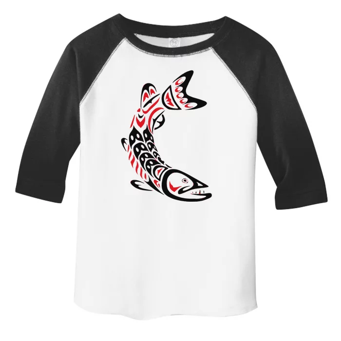 Pacific Northwest tribe art Salmon Fish Saltwater Fish Toddler Fine Jersey T-Shirt