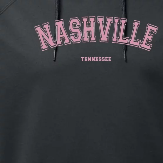 Pink Nashville Tennessee TN Varsity On Nashville Performance Fleece Hoodie