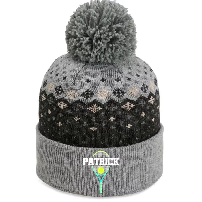 Patrick Name Tennis Player Ball And Racket Sports Fan Funny Gift The Baniff Cuffed Pom Beanie