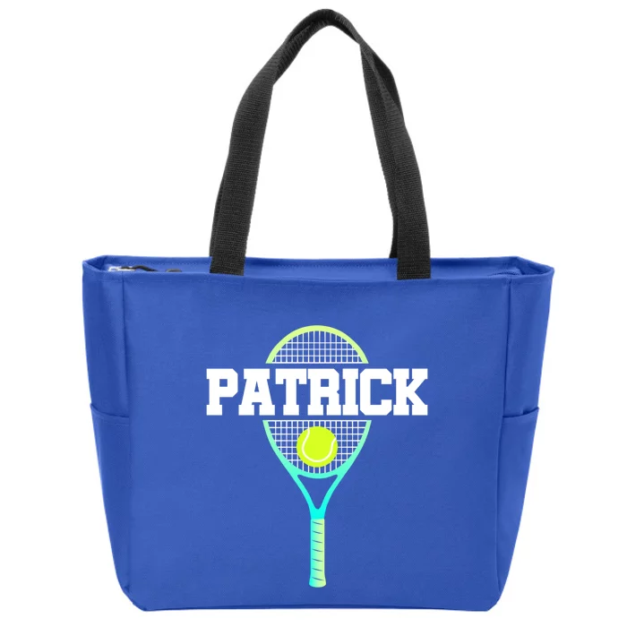 Patrick Name Tennis Player Ball And Racket Sports Fan Funny Gift Zip Tote Bag