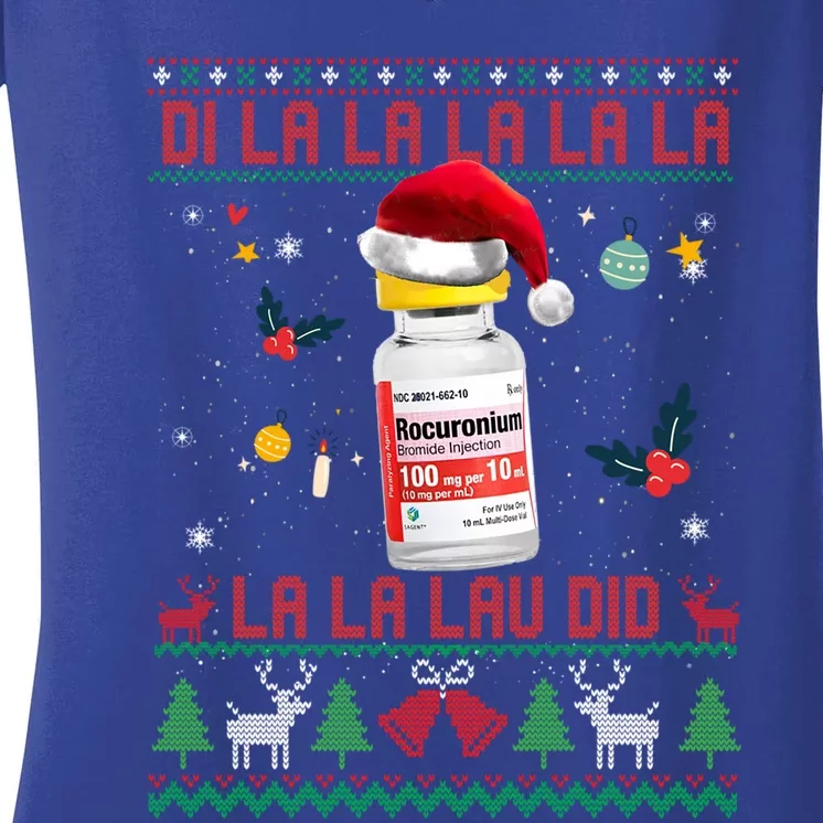 Pharmacist Nurse Ugly Christmas Sweater Di La La Lav Did Great Gift Women's V-Neck T-Shirt