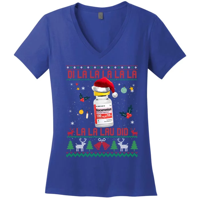 Pharmacist Nurse Ugly Christmas Sweater Di La La Lav Did Great Gift Women's V-Neck T-Shirt