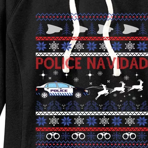 Police Navidad Ugly Christmas Sweater Design Cool Gift Women's Fleece Hoodie