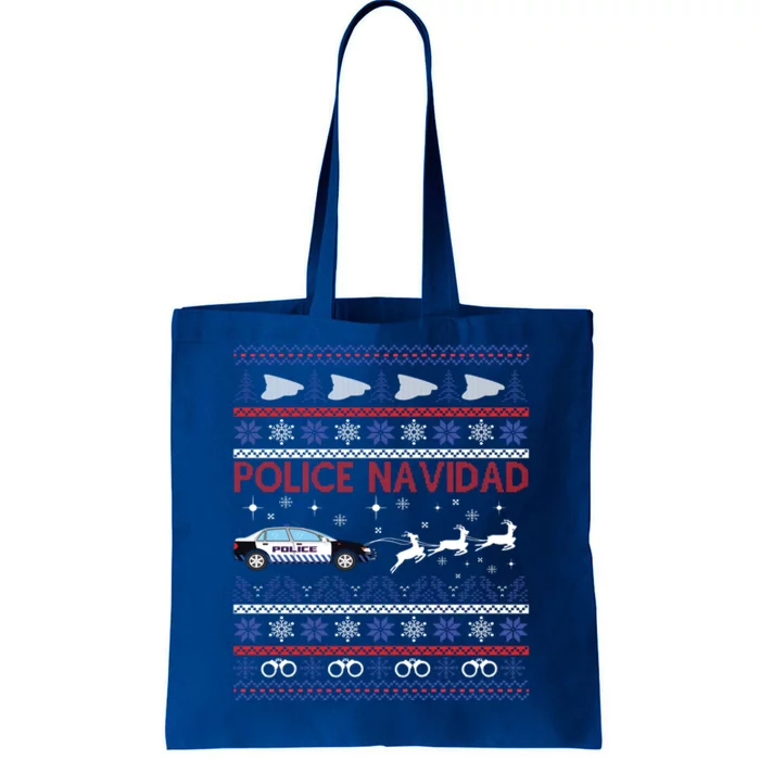 Police Navidad Ugly Christmas Sweater Design Cool Gift Tote Bag