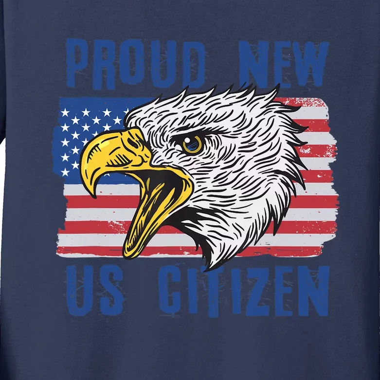 Proud New US Citizen Citizenship New USA Citizen Kids Long Sleeve Shirt