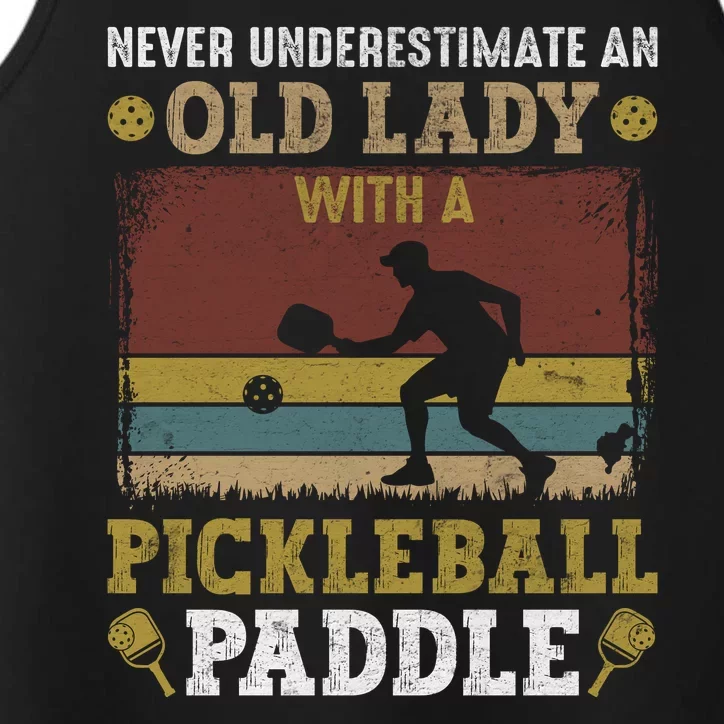 Pickleball Never Underestimate An Old Lady With A Pickleball Paddle Performance Tank