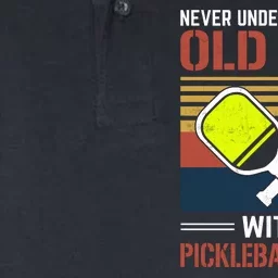 Pickleball Never Underestimate An Old Man With A Pickleball Paddle Softstyle Adult Sport Polo