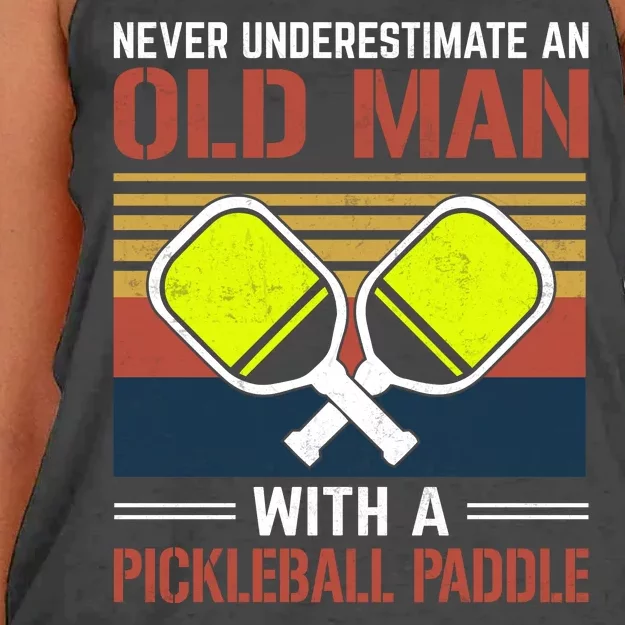 Pickleball Never Underestimate An Old Man With A Pickleball Paddle Women's Knotted Racerback Tank