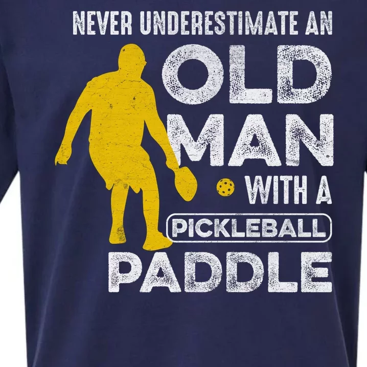 Pickleball Never Underestimate An Old Man With A Pickleball Paddle Sueded Cloud Jersey T-Shirt