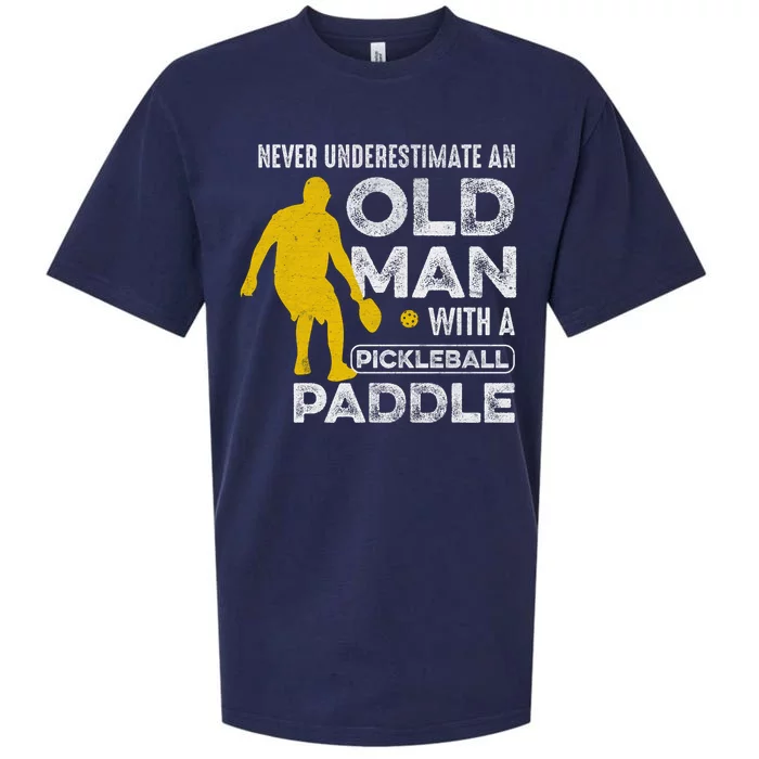 Pickleball Never Underestimate An Old Man With A Pickleball Paddle Sueded Cloud Jersey T-Shirt