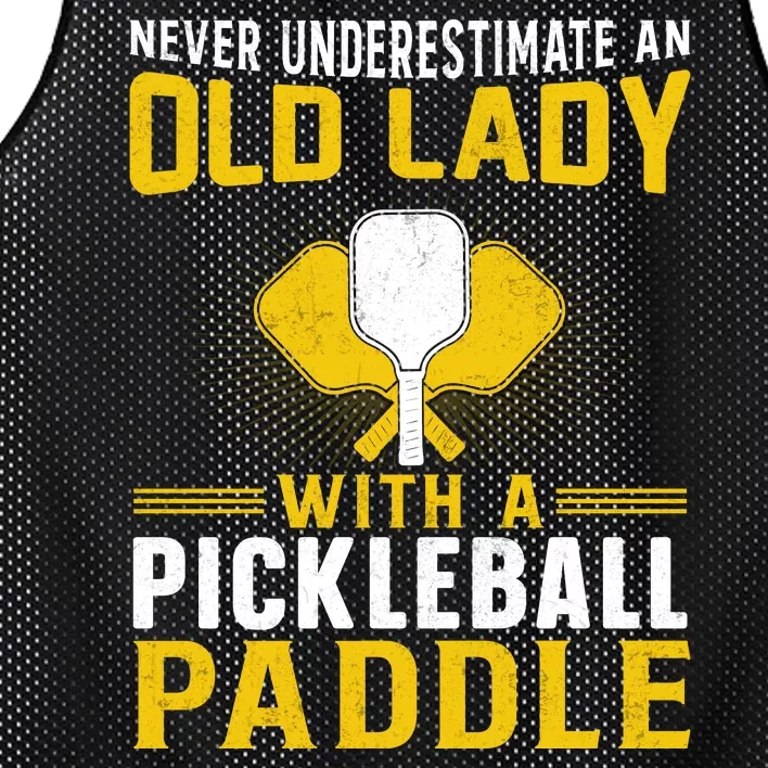 Pickleball Never Underestimate An Old Lady With A Pickleball Paddle Mesh Reversible Basketball Jersey Tank