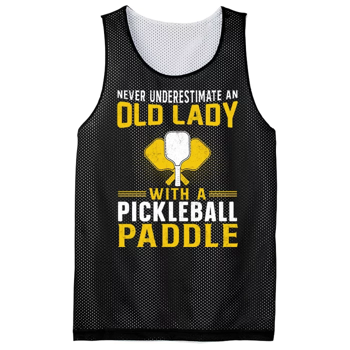 Pickleball Never Underestimate An Old Lady With A Pickleball Paddle Mesh Reversible Basketball Jersey Tank