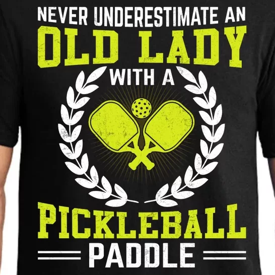 Pickleball Never Underestimate An Old Lady With A Pickleball Paddle Pajama Set