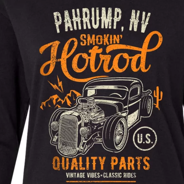 Pahrump Nevada Usa Hotrod Garage Car Distressed Design Womens Cotton Relaxed Long Sleeve T-Shirt