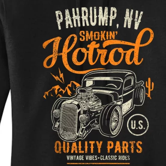 Pahrump Nevada Usa Hotrod Garage Car Distressed Design Women's Pullover Hoodie