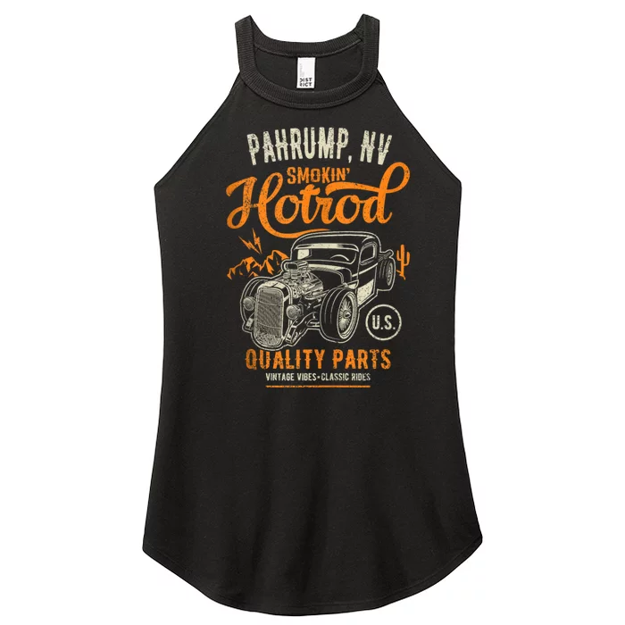 Pahrump Nevada Usa Hotrod Garage Car Distressed Design Women’s Perfect Tri Rocker Tank