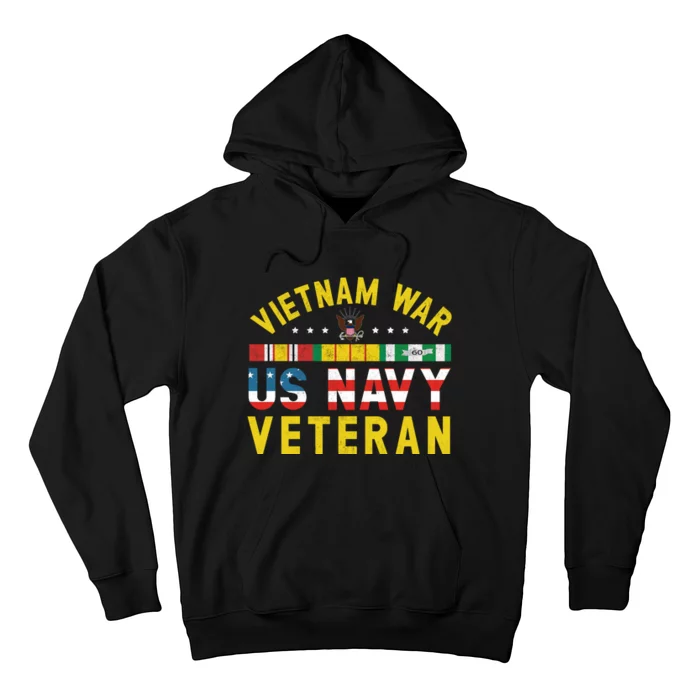 Proud Navy Vietnam Veteran Vietnam War Vet USA Flag Gift Hoodie