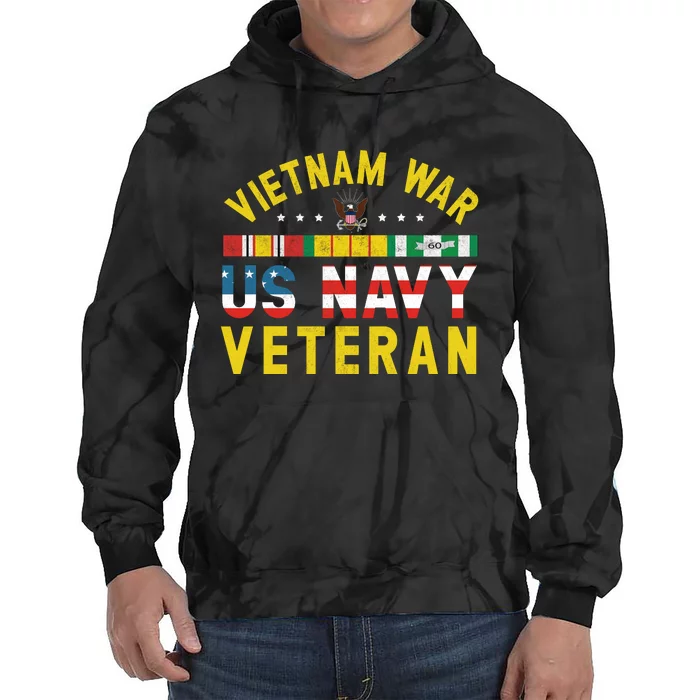 Proud Navy Vietnam Veteran Vietnam War Vet USA Flag Gift Tie Dye Hoodie