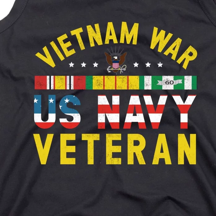 Proud Navy Vietnam Veteran Vietnam War Vet USA Flag Gift Tank Top