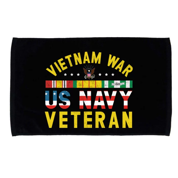 Proud Navy Vietnam Veteran Vietnam War Vet USA Flag Gift Microfiber Hand Towel