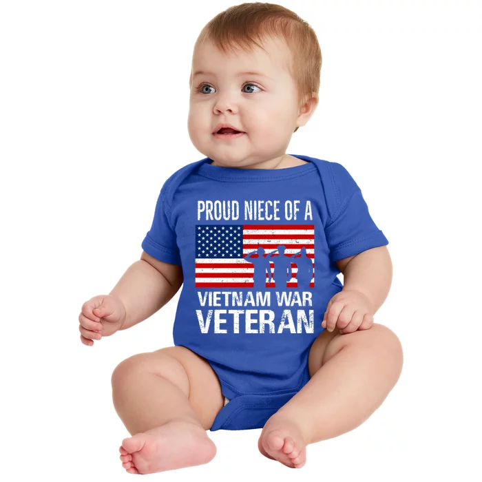 Proud Niece Vietnam War Veteran For Matching Uncle Vet Meaningful Gift Baby Bodysuit