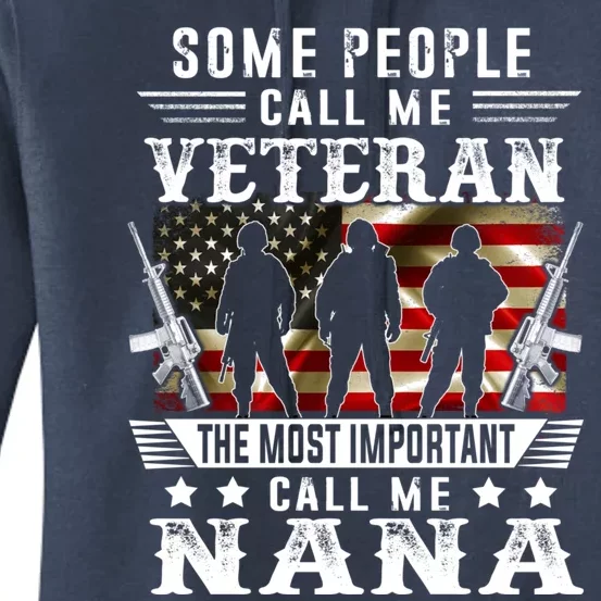 Proud Nana Veteran American Flag Gifts VeteranS Day Mothers Women's Pullover Hoodie