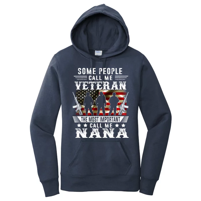 Proud Nana Veteran American Flag Gifts VeteranS Day Mothers Women's Pullover Hoodie