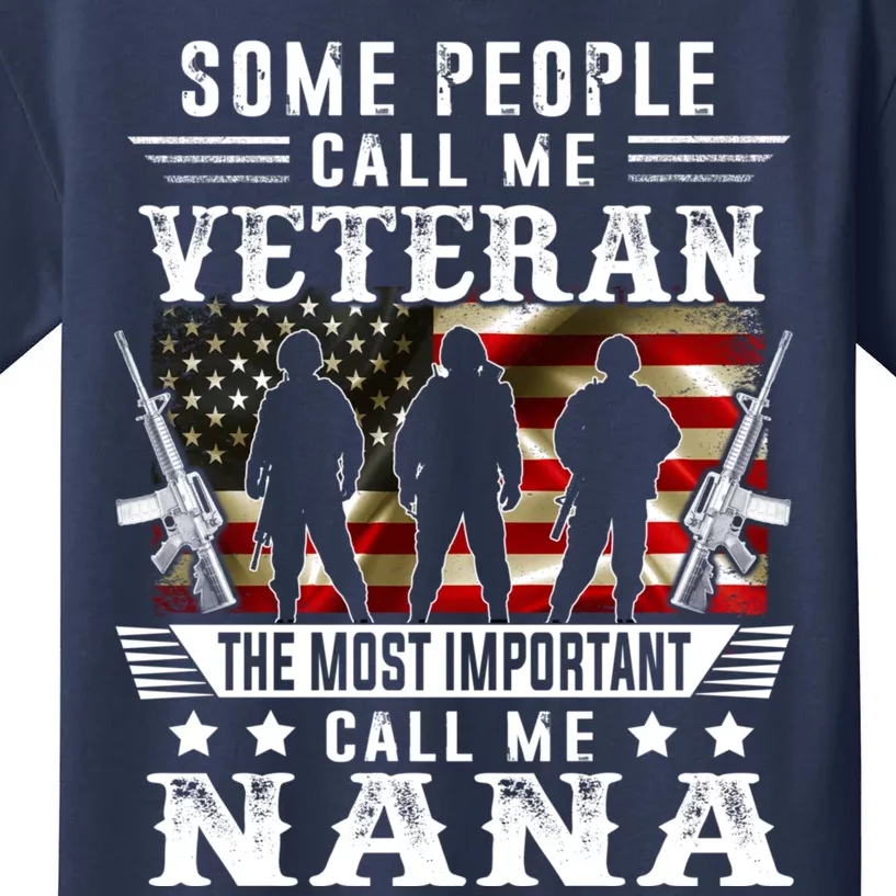 Proud Nana Veteran American Flag Gifts VeteranS Day Mothers Kids T-Shirt