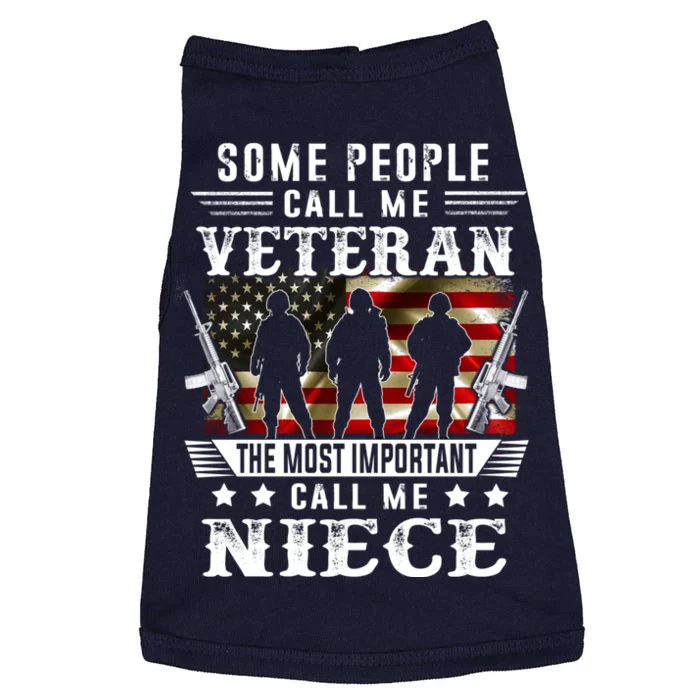 Proud Niece Veteran American Flag Gifts VeteranS Day Niece Doggie Tank