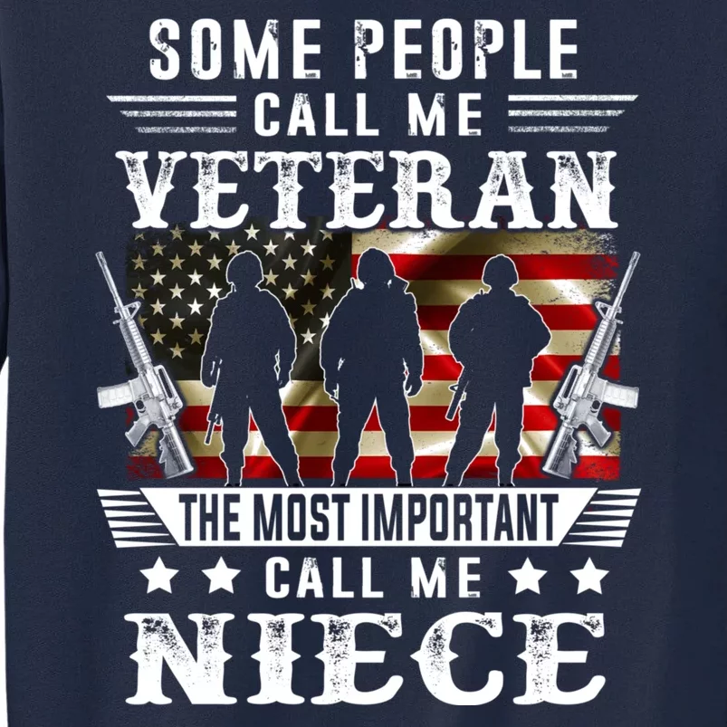 Proud Niece Veteran American Flag Gifts VeteranS Day Niece Tall Sweatshirt