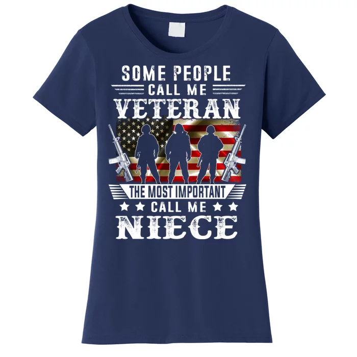 Proud Niece Veteran American Flag Gifts VeteranS Day Niece Women's T-Shirt