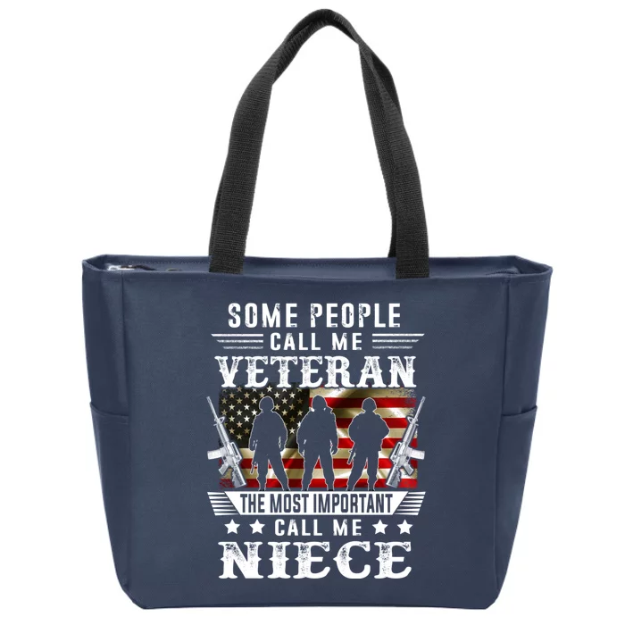 Proud Niece Veteran American Flag Gifts VeteranS Day Niece Zip Tote Bag