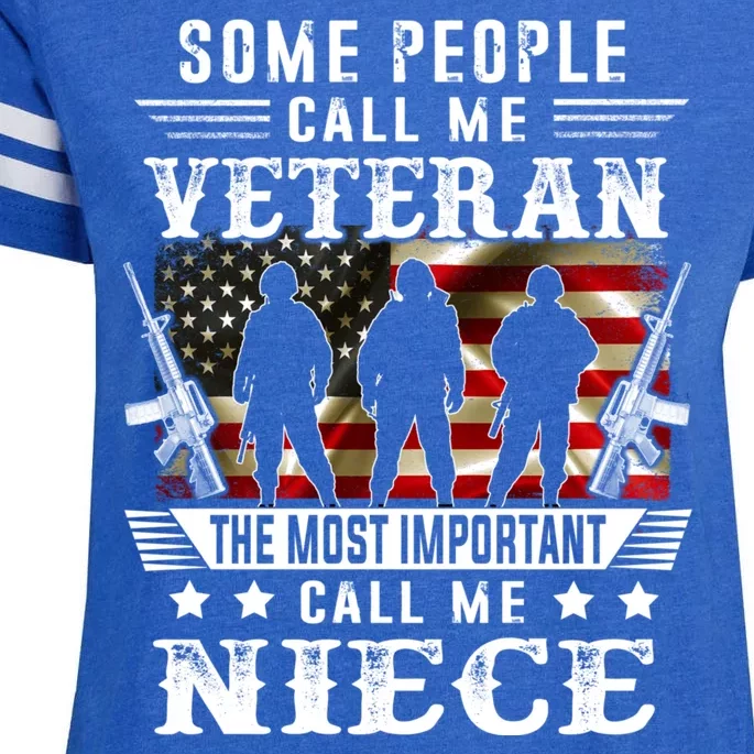 Proud Niece Veteran American Flag Gifts VeteranS Day Niece Enza Ladies Jersey Football T-Shirt