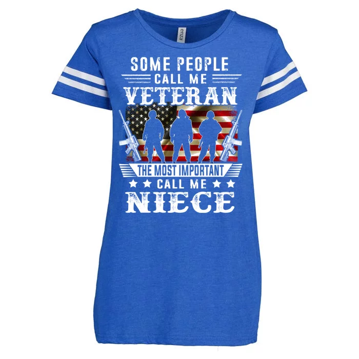 Proud Niece Veteran American Flag Gifts VeteranS Day Niece Enza Ladies Jersey Football T-Shirt