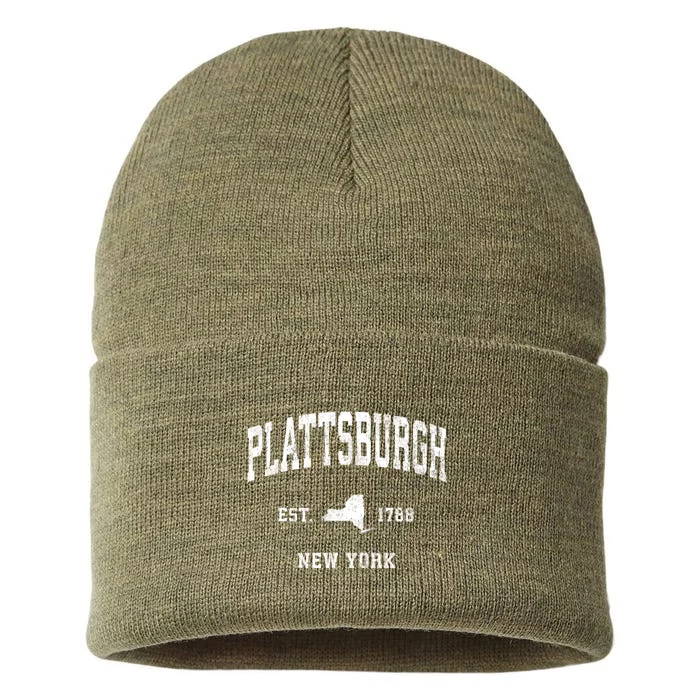 Plattsburgh New York Ny Vintage Athletic Sustainable Knit Beanie